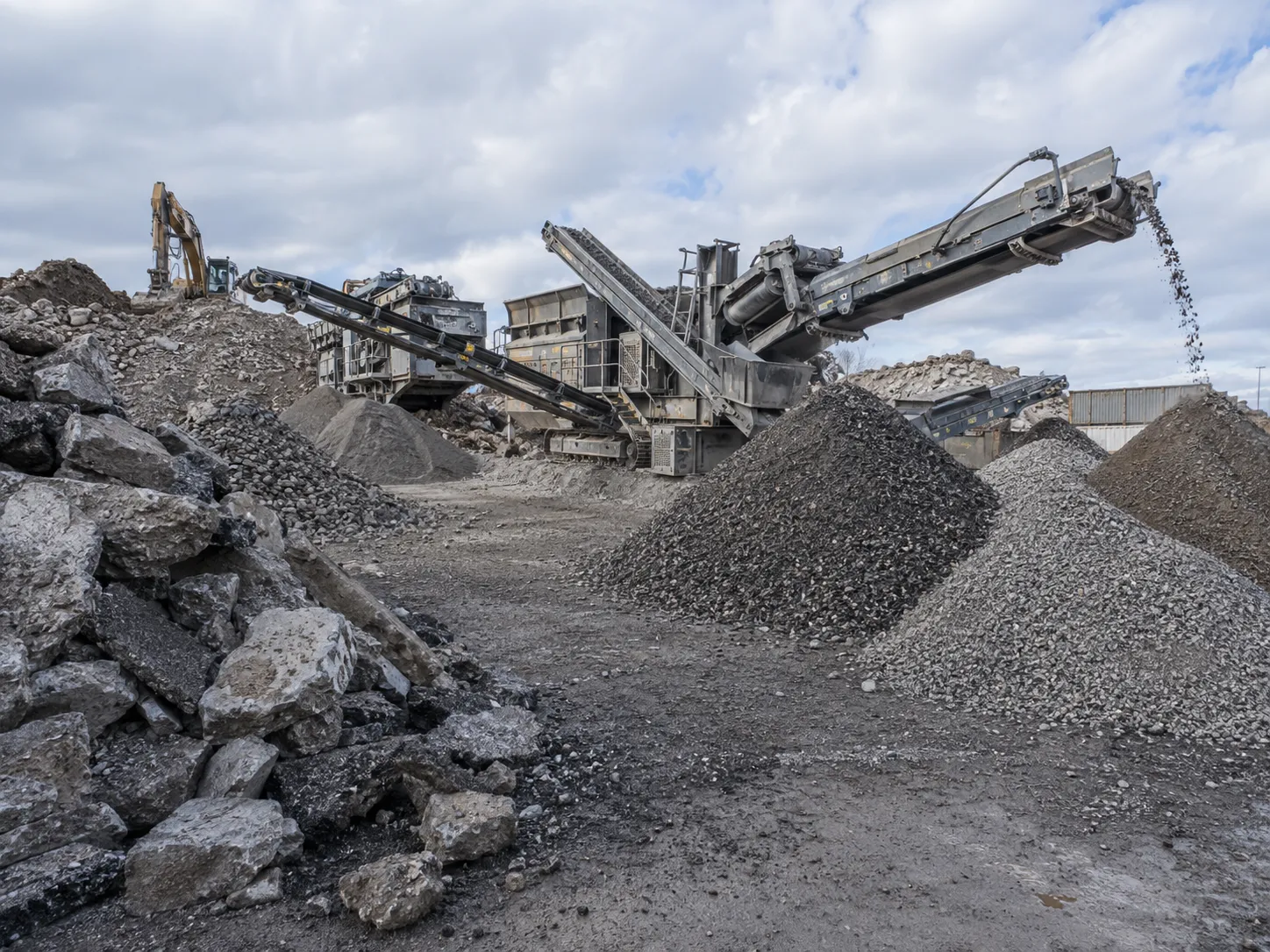 Concrete and Asphalt Crushing and Recycling being built and completed on site by Harrowgate Group