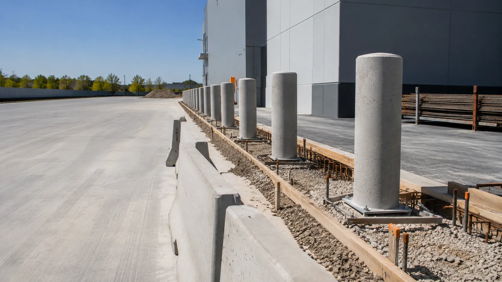 Concrete Barriers and Bollards in Markham, Ontario, self-performed and completed by Harrowgate Group
