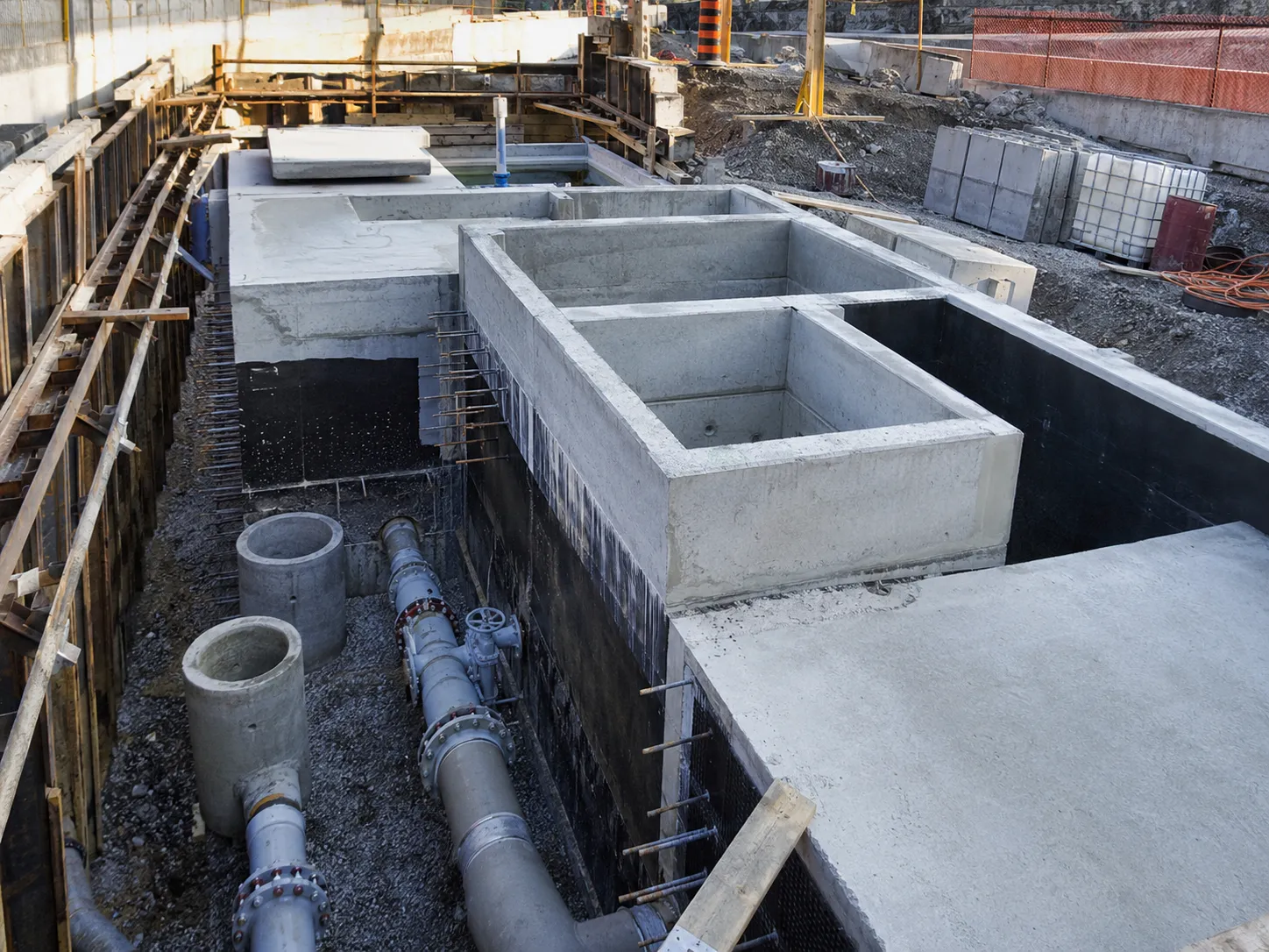 Completed Concrete Containment Structures installation in Aurora by Harrowgate Group