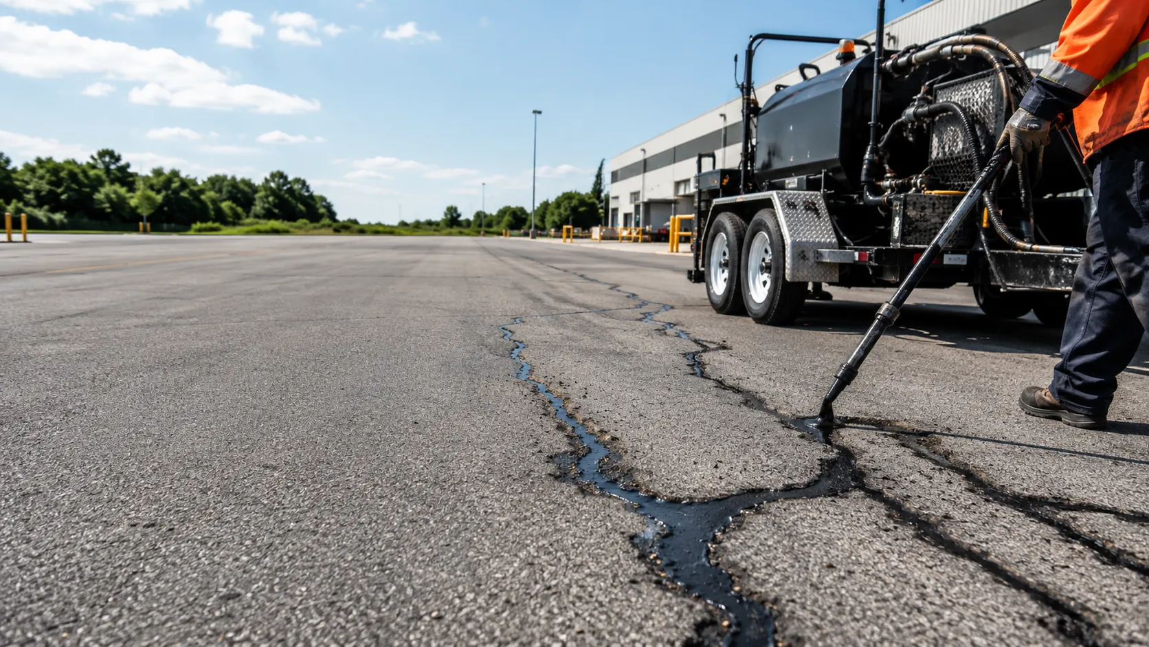 Crack Sealing in Pickering, Ontario, self-performed and completed by Harrowgate Group