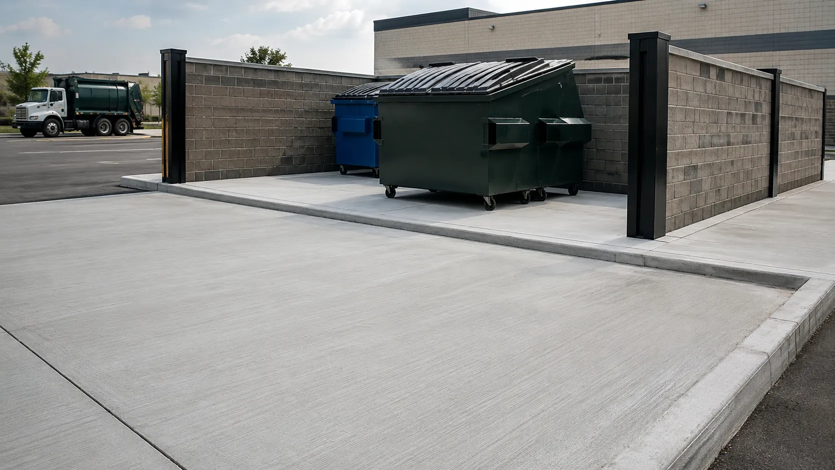 Dumpster and Enclosure Pads in Aurora, Ontario, self-performed and completed by Harrowgate Group