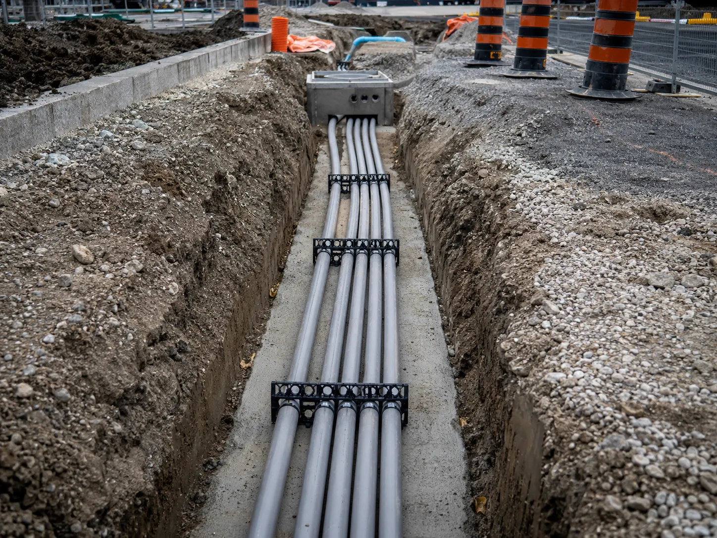 Completed Electrical Duct Bank and Underground Conduit installation in Brampton by Harrowgate Group