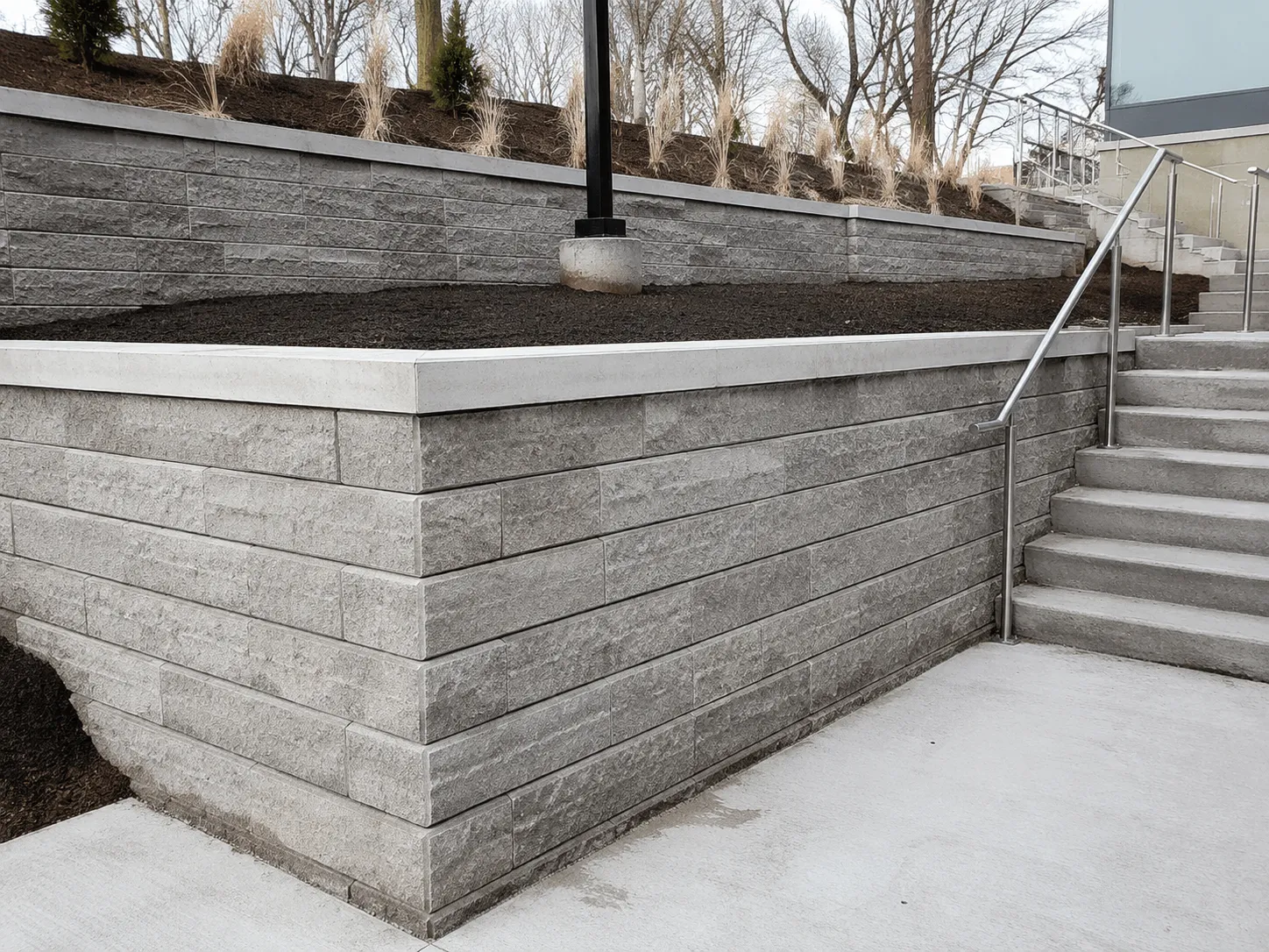 Completed Landscape Retaining Walls installation by Harrowgate Group