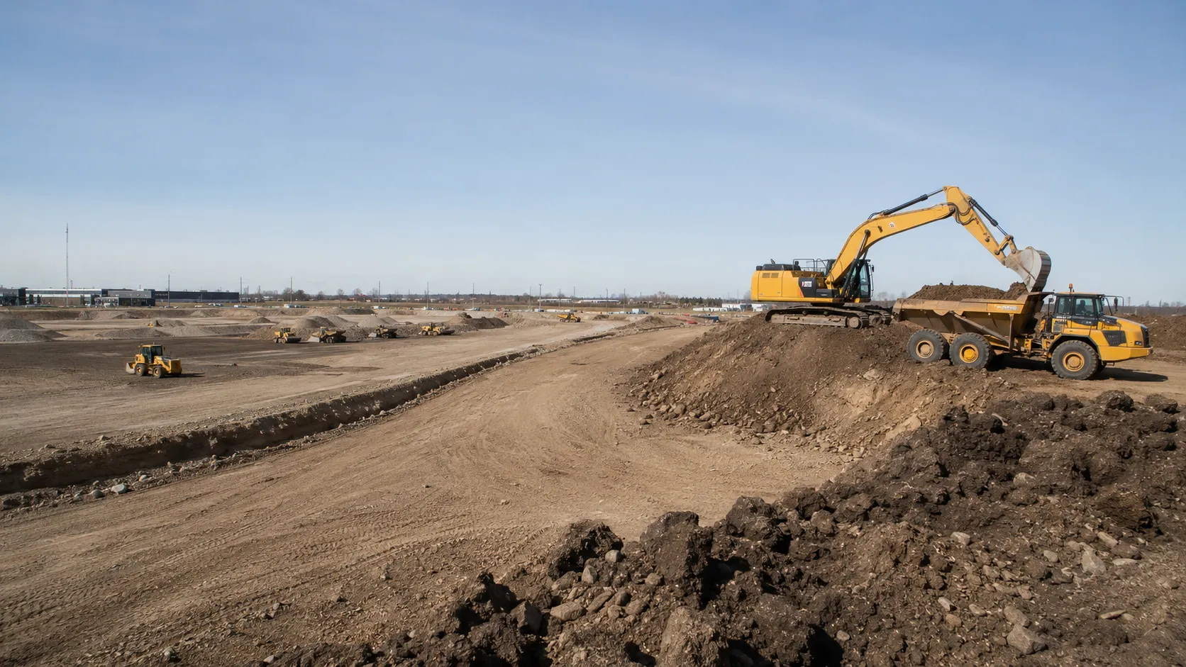 Mass Excavation and Bulk Earthworks in Windsor, Ontario, self-performed and completed by Harrowgate Group