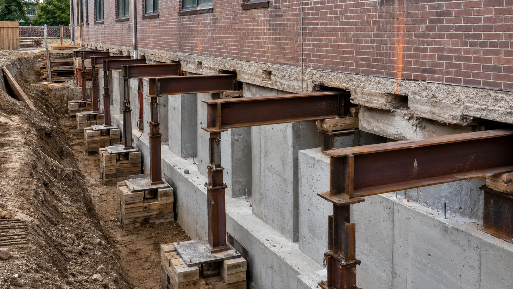 Needle Beam Underpinning in Brampton, Ontario, completed by Harrowgate Group