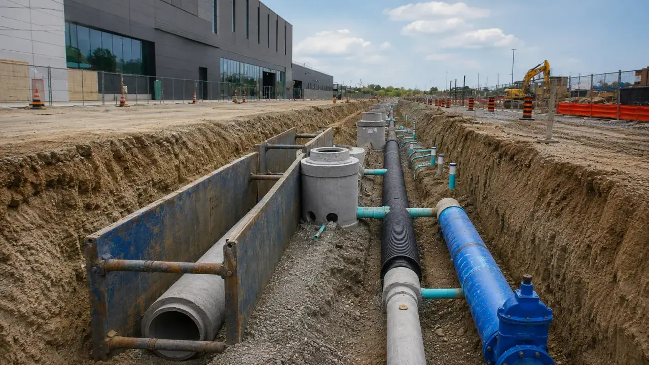How Long Does a Commercial Site-Servicing Project Take?, commercial construction work by Harrowgate Group in Ontario