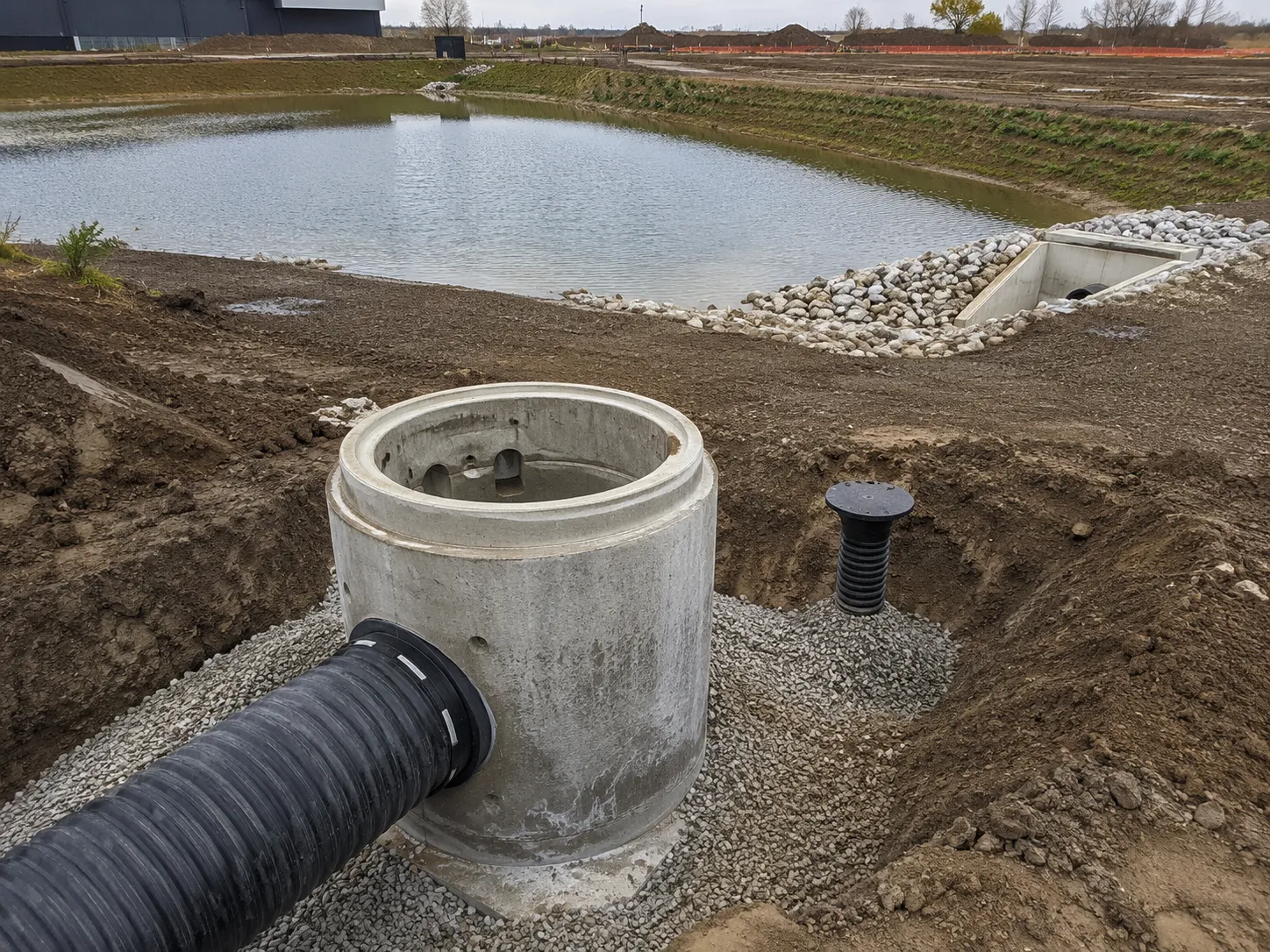 Stormwater Management Ponds in Caledon being built and completed on site by Harrowgate Group